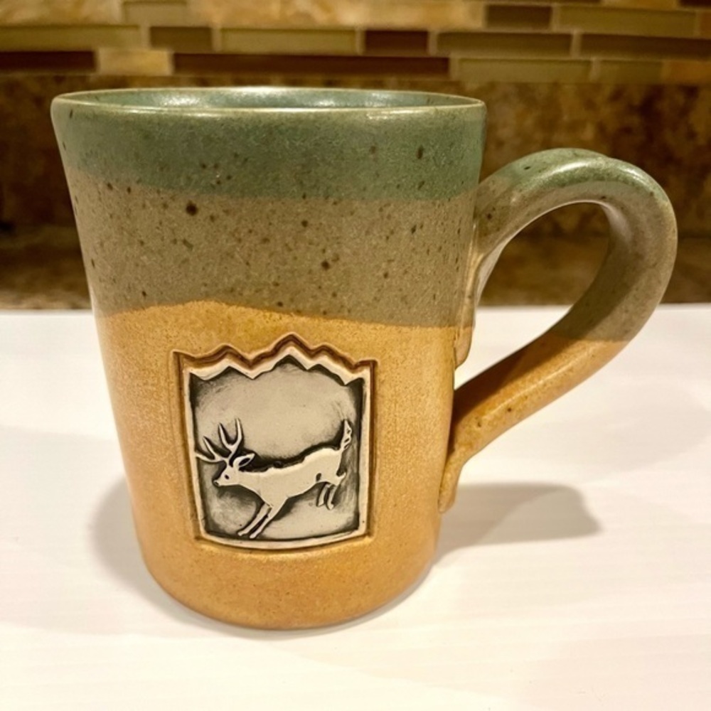 Cold Mountain Pottery Mug Embossed Deer Pattern